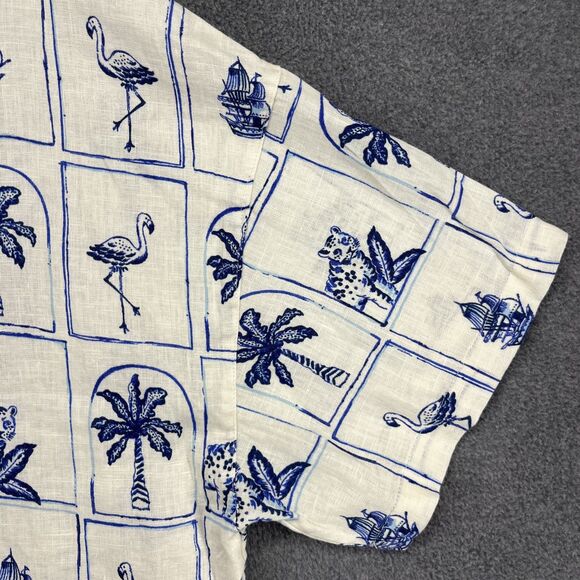 C&C California Top Womens XL 100% Linen Button Up Shirt Brach tropical cruise - Picture 14 of 16